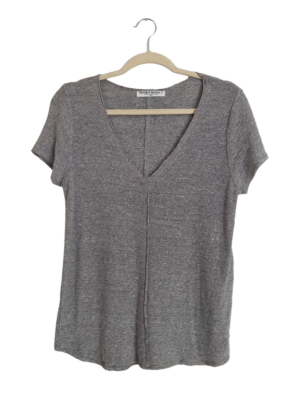 Project Social T Heather Gray V-Neck Short Sleeve Tee